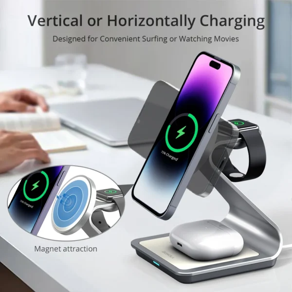 Bonola Magnetic 3 in 1 Wireless Charger for iPhone - Image 2