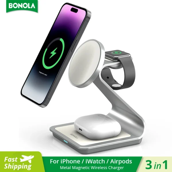 Bonola Magnetic 3 in 1 Wireless Charger for iPhone