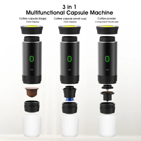 Wireless Electric Portable  Coffee Machine Coffee Maker 3-in-1 Capsule Powder - Image 6