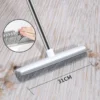 Rubber Broom Carpet Rake with Squeegee Long Handle for Pet Hair Fur Remover Broom for Fluff