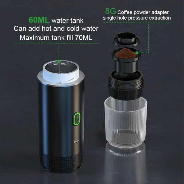 Wireless Electric Portable  Coffee Machine Coffee Maker 3-in-1 Capsule Powder - Image 5