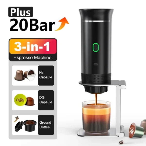 Wireless Electric Portable  Coffee Machine Coffee Maker 3-in-1 Capsule Powder